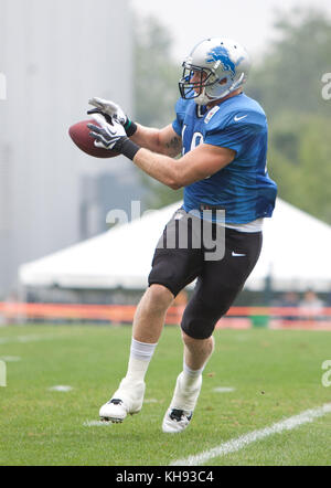 Allen PARK, MICHIGAN - 14 AGOSTO: Il football NFL Detroit Lions pratica nel loro campo di allenamento a Allen Park, Michigan. Agosto 14, 2012. © Joe Gall/Mediapunch Inc. Foto Stock