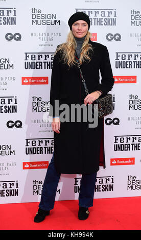 Jodie Kidd assiste a una vista privata della Ferrari: Under the Skin al Design Museum di Londra. Foto Stock