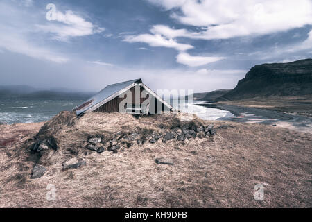 Vecchia fattoria capanna in Islanda Foto Stock