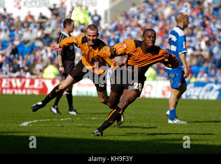 Il calciatore Rohan Ricketts lettura v Wolverhampton Wanderers 30 Aprile 2005 Foto Stock