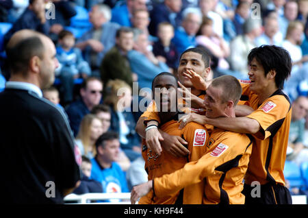 Il calciatore Rohan Ricketts lettura v Wolverhampton Wanderers 30 Aprile 2005 Foto Stock