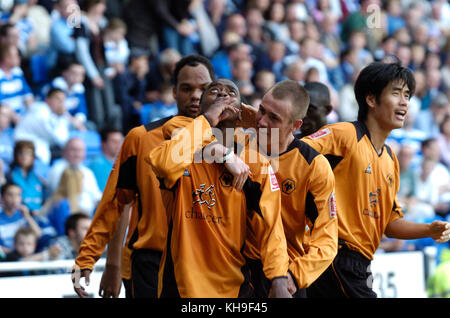 Il calciatore Rohan Ricketts lettura v Wolverhampton Wanderers 30 Aprile 2005 Foto Stock