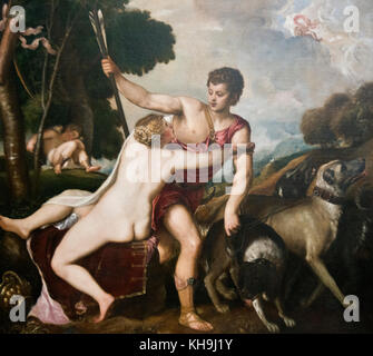 Tiziano (Tiziano): Venere e Adone (1554) Foto Stock