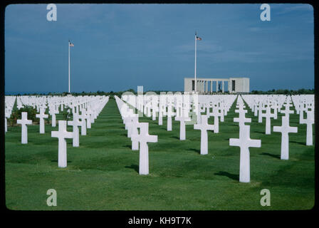 Cimitero e memoriale americano, la spiaggia di Omaha, Colleville-sur-mer, in Normandia, Francia, 1961 Foto Stock
