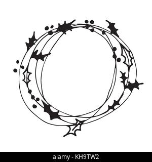 Ghirlanda di Natale doodle Illustrazione Vettoriale