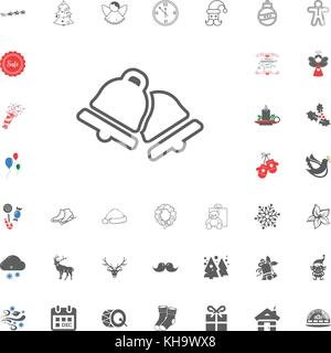 Icona di campane. Buon Natale e felice anno nuovo icona set. illustrazione vettoriale. Illustrazione Vettoriale