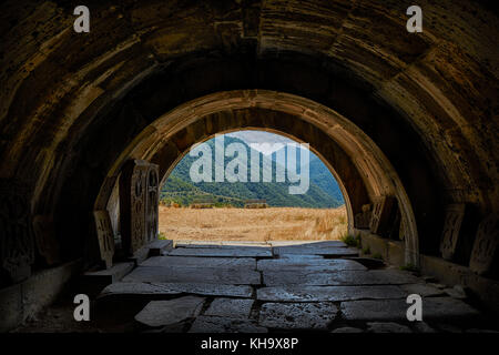 Luce naturale in effetti haghpat monastero del nord dell'armenia Foto Stock