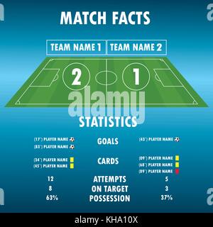 Football Soccer Match statistiche. scoreboard e campo di gioco.sfondo digitale , stock illustrazione vettoriale. Una infografica. Illustrazione Vettoriale