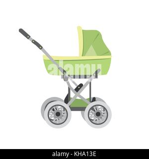 Cartoon pram o passeggino,isolati su sfondo bianco,stock piatta illustrazione vettoriale Illustrazione Vettoriale