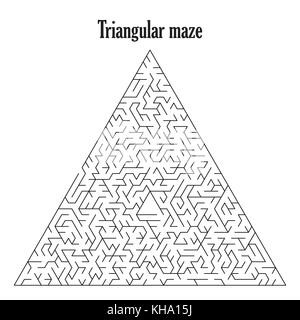 Nero labirinto triangolare isolato su uno sfondo bianco, Illustrazione Vettoriale