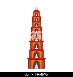 Tran Quoc pagoda in Hanoi, icona di stile cartoon Illustrazione Vettoriale