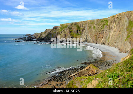 Costa rocciosa, warren spiaggia vicino hartland quay, hartland, Lundy Island, Devon, Inghilterra, Gran Bretagna Foto Stock