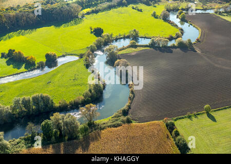 Lippe Mäander al confine tra Werne e Bergkamen, Lippe Altarm, fiume Lippe, riserva naturale, Lippeauen, Lünen Foto Stock