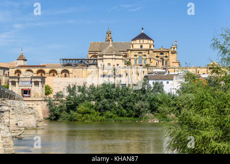 Vista della Moschea di Cordova dall'altro lato del fiume Foto Stock