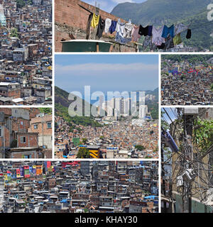 Collage di baraccopoli Favela Rocinha. Rio de Janeiro. Il Brasile. Foto Stock