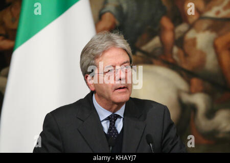 L'Italia. Xiv nov, 2017. primo ministro italiano Paolo Gentiloni incontra il primo ministro bulgaro boyko borisov. Credito: Cosimo martemucci/Pacific press/alamy live news Foto Stock