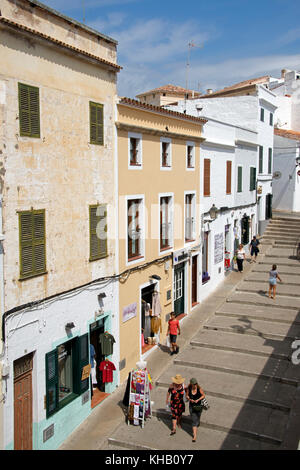 Pedesrian street Ciutadella menorca Spagna Foto Stock