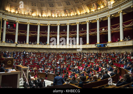 Parigi, Francia. 15 novembre 2017. Visione generale dell'assemblea nazionale francese. Crediti: Thierry le Fouille/SOPA/ZUMA Wire/Alamy Live News Foto Stock