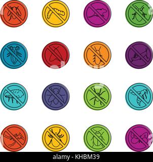 Nessun segno di insetto icone doodle impostato Illustrazione Vettoriale
