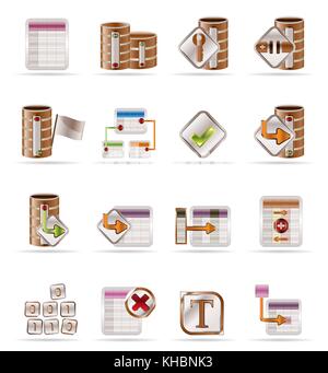 Database e tabella icone - vettore icona impostare Illustrazione Vettoriale