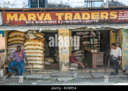 Commercianti di spezie trimestre, Kochi, Kerala, India Foto Stock