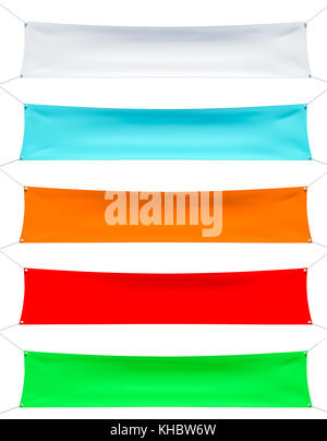 Set di striscioni in tessuto con pieghe Foto Stock