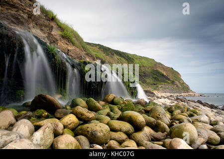 Osmington Mills su una tempesta del giorno. Foto Stock