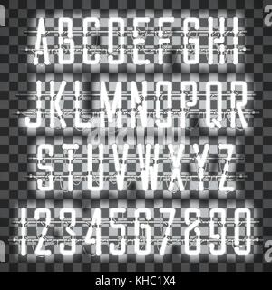 Luce bianca neon casual font script Illustrazione Vettoriale