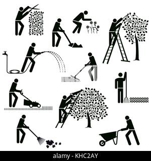 Piantare il giardinaggio e la manutenzione del giardino Illustrazione Vettoriale