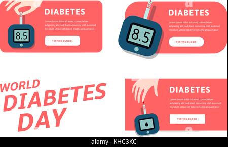 La giornata mondiale del diabete, vettore infographics template per il web. illustrazioni vettoriali per industria farmaceutica e persone con diabete. Illustrazione Vettoriale