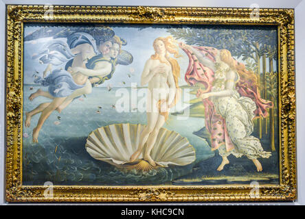 Firenze, Italia - 31 ottobre 2017: La nascita di Venere di Botticelli alle gallerie degli Uffizi di Firenze, Toscana, Italia Foto Stock