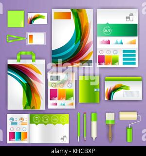 Corporate identity il modello con gli elementi di colore. vettore azienda stile business per video Ã ¨, report e linee guida. Illustrazione Vettoriale