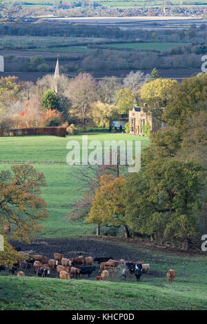 Radway Grange da Edgehill in autunno. Radway / Edgehill. Warwickshire, Inghilterra Foto Stock