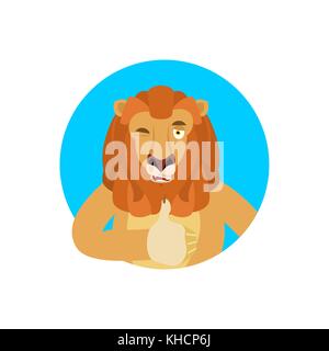 Lion Thumbs up e strizza gli Emoji. animale selvatico felici gli Emoji. illustrazione vettoriale Illustrazione Vettoriale