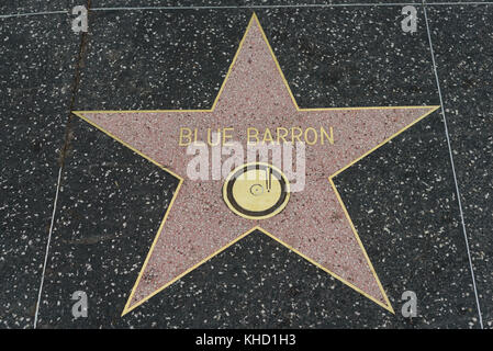 HOLLYWOOD, CA - DICEMBRE 06: Stella di Blue Barron sulla Hollywood Walk of Fame a Hollywood, California il 6 dicembre 2016. Foto Stock