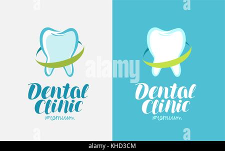 Logo della clinica dentale. Icona o simbolo del dente. Illustrazione vettoriale Illustrazione Vettoriale
