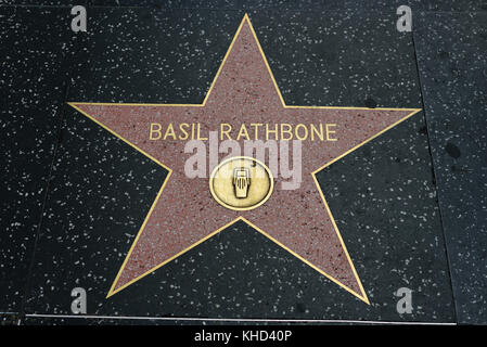 HOLLYWOOD, CA - DICEMBRE 06: Basil Rathbone stella sulla Hollywood Walk of Fame a Hollywood, California il 6 dicembre 2016. Foto Stock