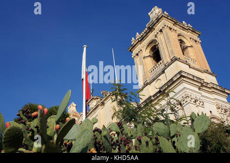 La facciata della Collegiata di San Lorenzo a Vittoriosa (Birgu) - Tre città, malta Foto Stock