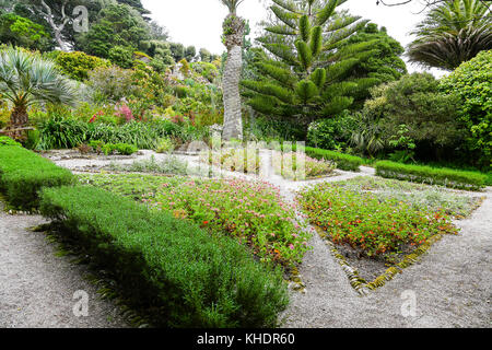 Il giardino di bandiera a Tresco Abbey Gardens, Tresco, isole Scilly, England, Regno Unito Foto Stock