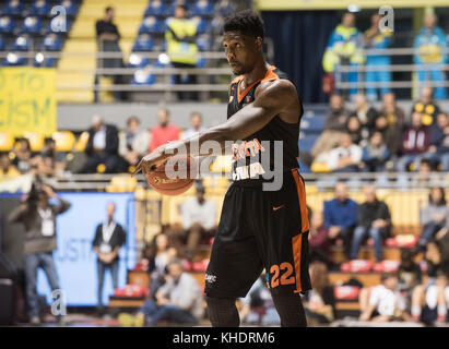 Torino, Italia. Xv nov, 2017. Sarà cherry (cedevita Zagabria) durante la Eurocup di basket match: fiat torino auxilium vs cedevita Zagabria. Torino perde 65-87 al pala ruffini di torino, Italia XV novembre 2017 credit: alberto gandolfo/Pacific press/alamy live news Foto Stock