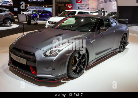 Bruxelles - Jan 12, 2016: Nissan GT-R NISMO auto sportiva presentati presso il Bruxelles Motor Show. Foto Stock