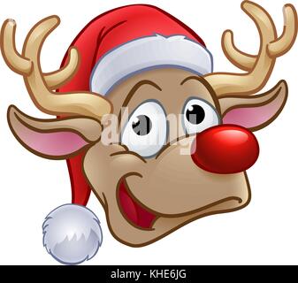 Renna di Natale a Santa Hat Illustrazione Vettoriale