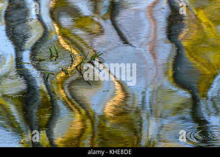Colorato luminoso astratto sfondo decorativo con ondulazioni, onde e riflessioni sulla superficie dell'acqua del lago in una giornata di sole Foto Stock