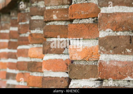 Rosso vecchio muro di mattoni texture di sfondo close up Foto Stock