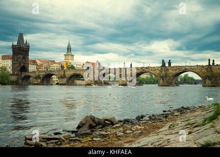 Il Ponte Carlo a Praga Foto Stock