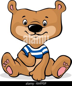 Simpatico orso bruno illustrazione seduta - vettore Illustrazione Vettoriale