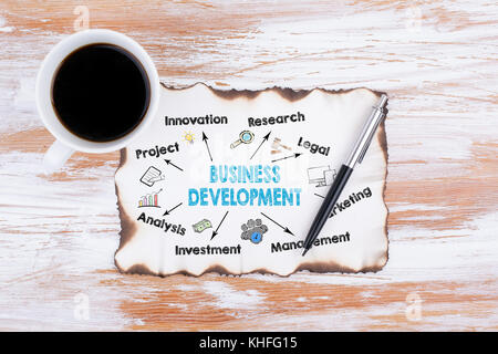 Business Development Concept. Grafico con le parole chiave e le icone Foto Stock