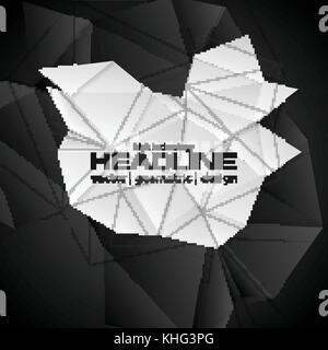 Sfondo tecnico vettoriale forme poligonali 3d in bianco e nero Illustrazione Vettoriale