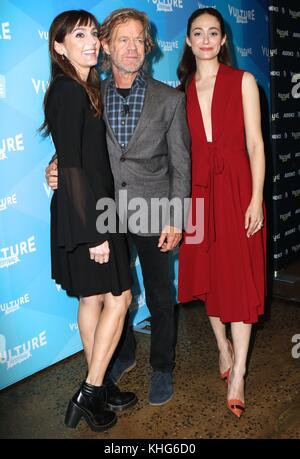 NEW YORK, NY - 21 MAGGIO: William H. Macy, Emmy Rossum e Nancy Pimental parlano sul palco al panel Shamless durante il 2017 Vulture Festival ai Milk Studios il 21 maggio 2017 a New York City People: Nancy Pimental, William H. Macy, Emmy Rossum Transmission Ref: MNC76 Foto Stock