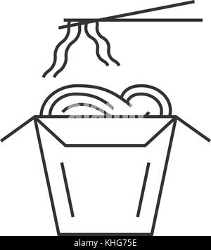 Tagliatelle in linea sottile box con bacchette Illustrazione Vettoriale